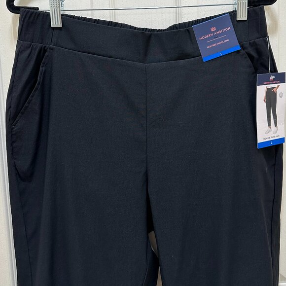 Modern Ambition Women's High Rise Travel Pant Size L Black Pull On Stretch (NEW) - Picture 4 of 14